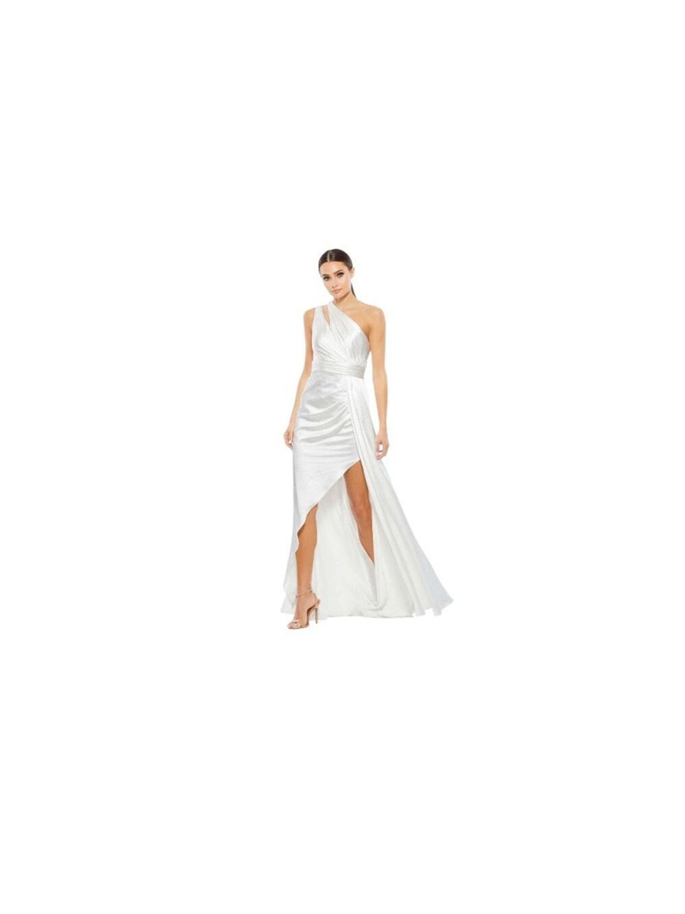 Mac Duggal One Shoulder Dress Size 6 White